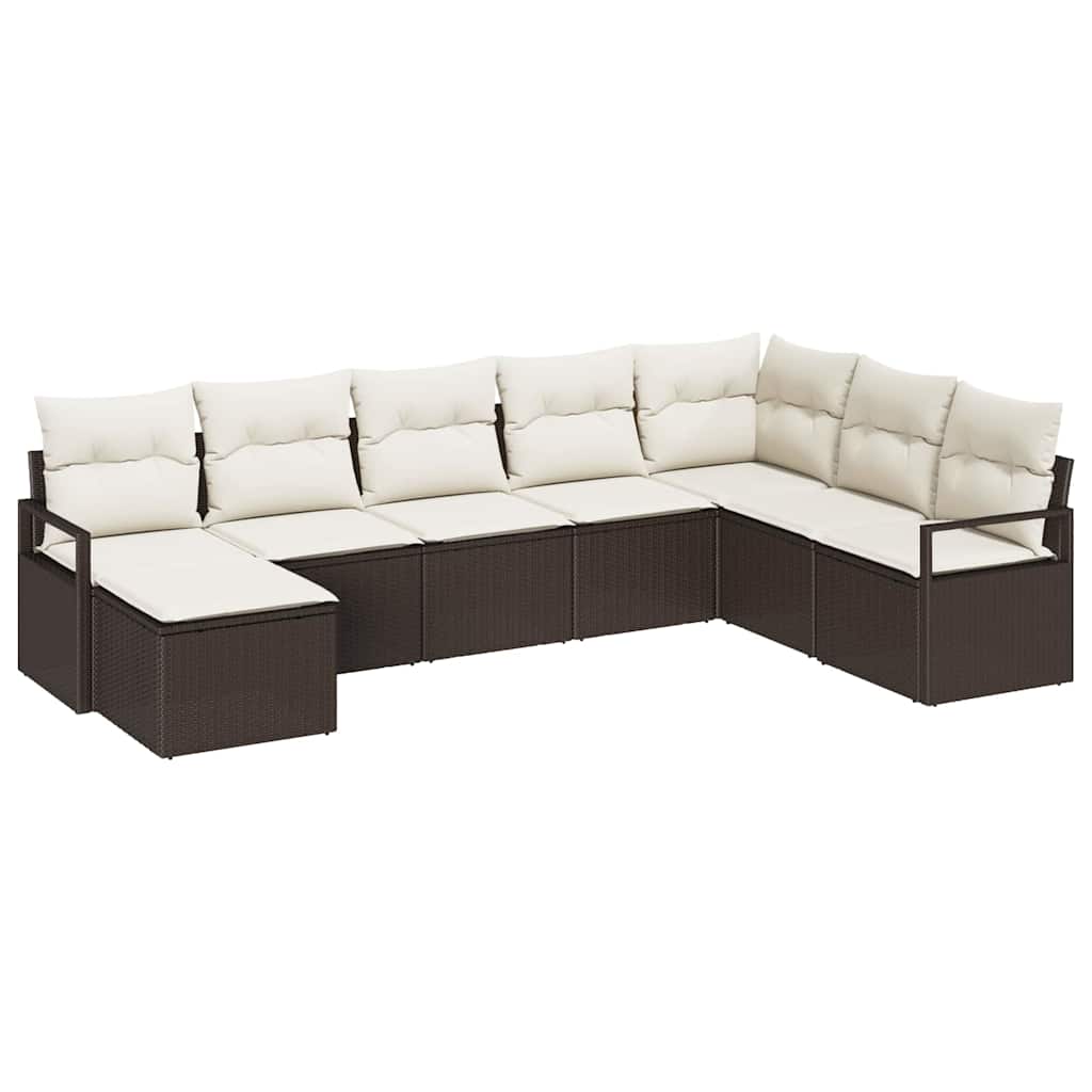 Garten-Sofa-Set mit Kissen mit Speicher 8 pcs Braun und Creme